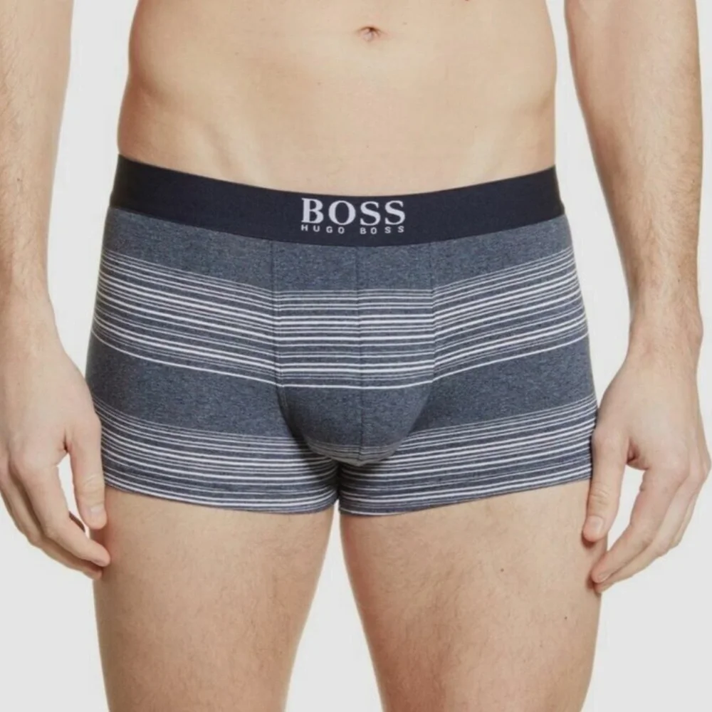 NEW‎ $37 Hugo Boss [ Small ] Striped Underwear Boxer Brief in Grey/Blue